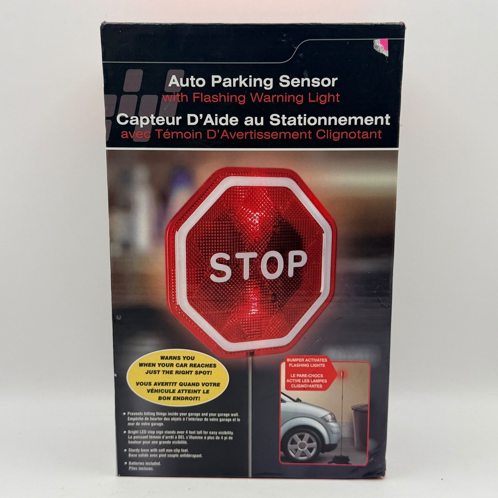 Innovage Auto Parking Sensor Stop Sign Flashing LED Light Garage Aid Red Black